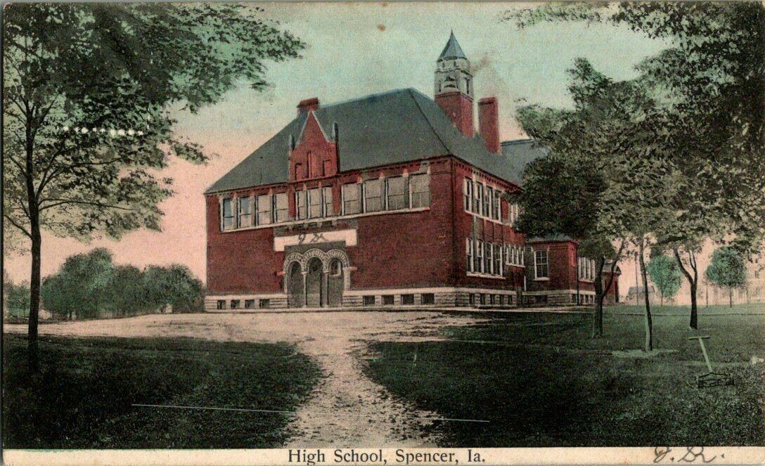1908. HIGH SCHOOL. SPENCER, IOWA. POSTCARD SL7