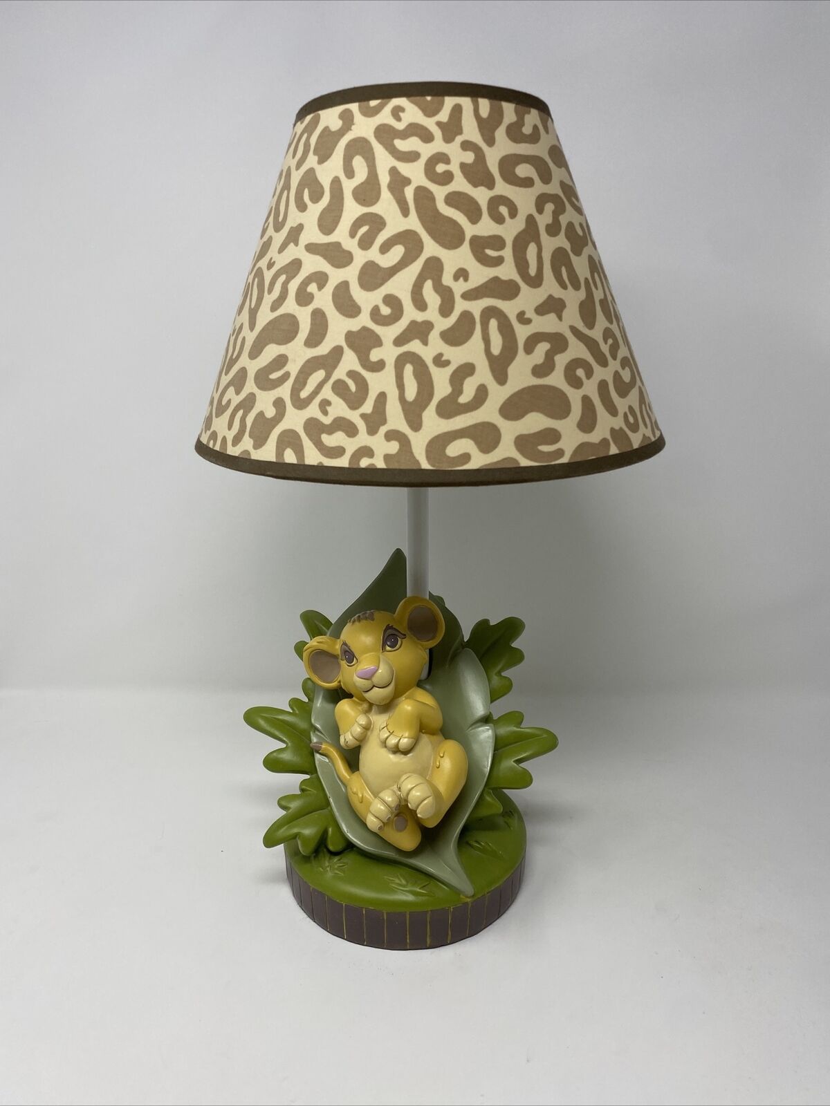 Vintage Disney Lion King Simba Lamp Baby Décor Nightlight  & Leopard Shade