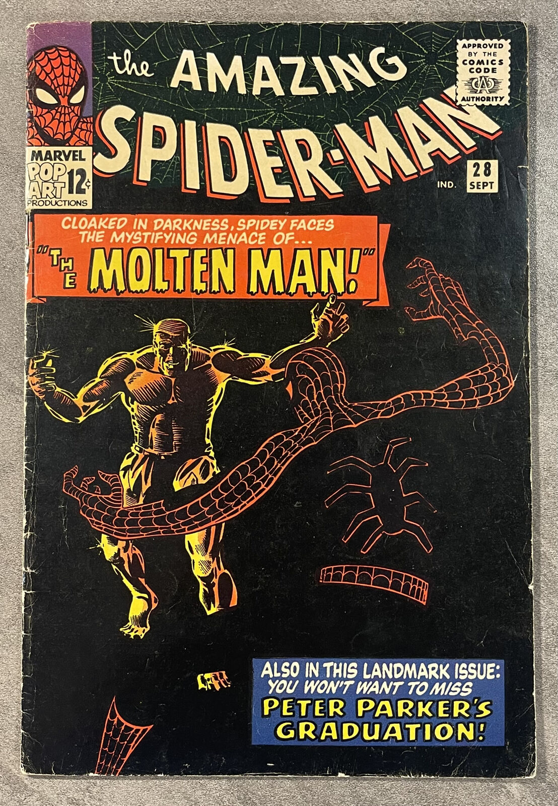 THE AMAZING SPIDER-MAN #28 SEPT 1965 - *KEY* FIRST MOLTEN MAN  **missing ads**