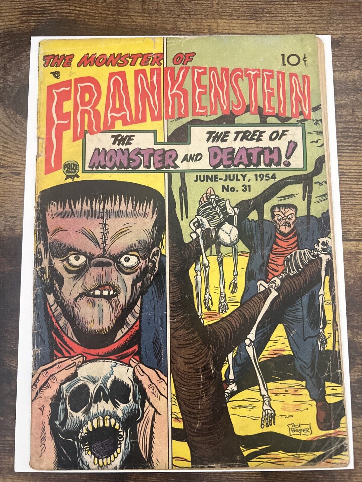 Frankenstein 32 1954 Prize Comics Pre Code Horror Comic Skull GA