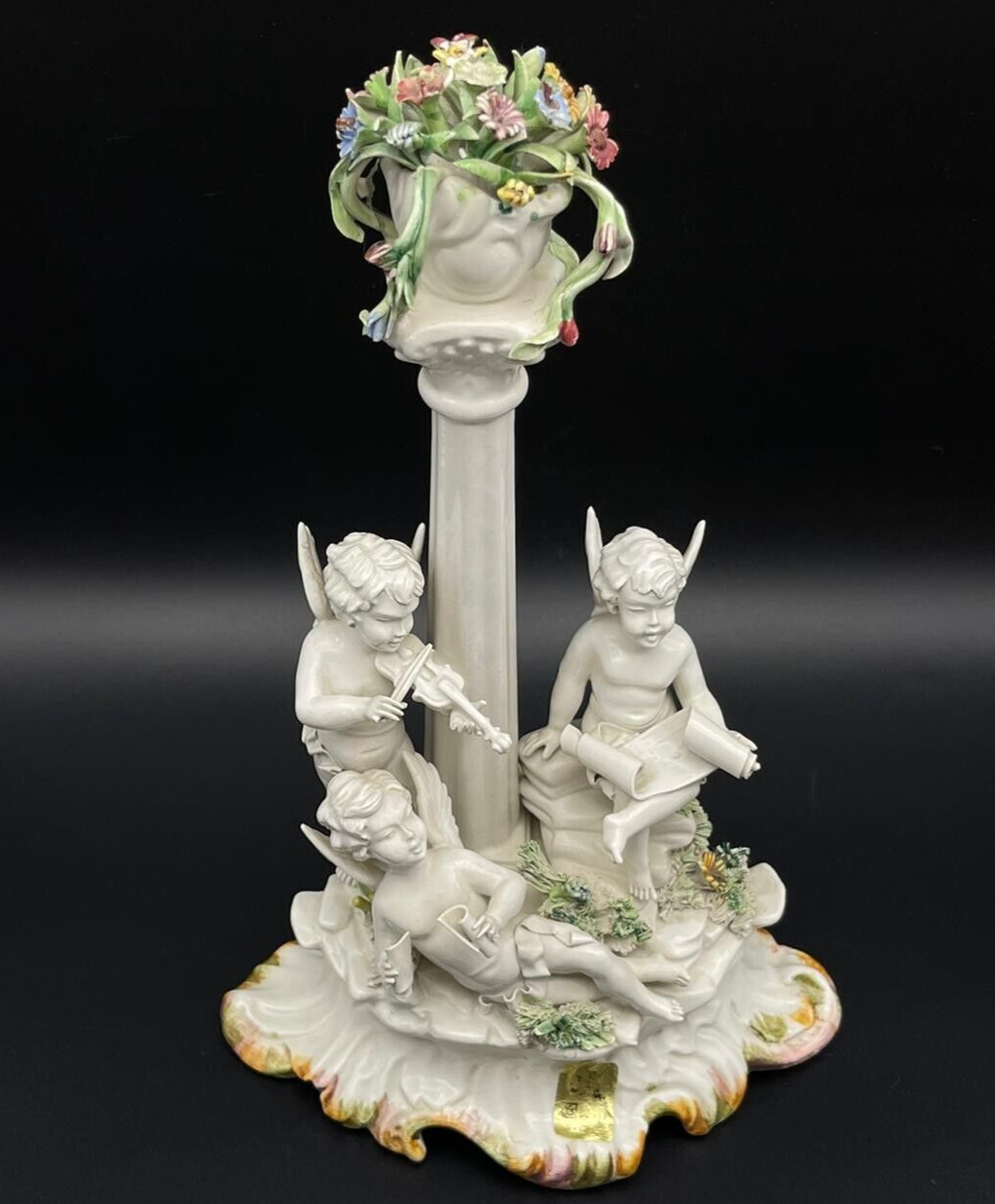 Antique Germany Von Schierholz porcelain Angels figural flower Rare Statue⭐
