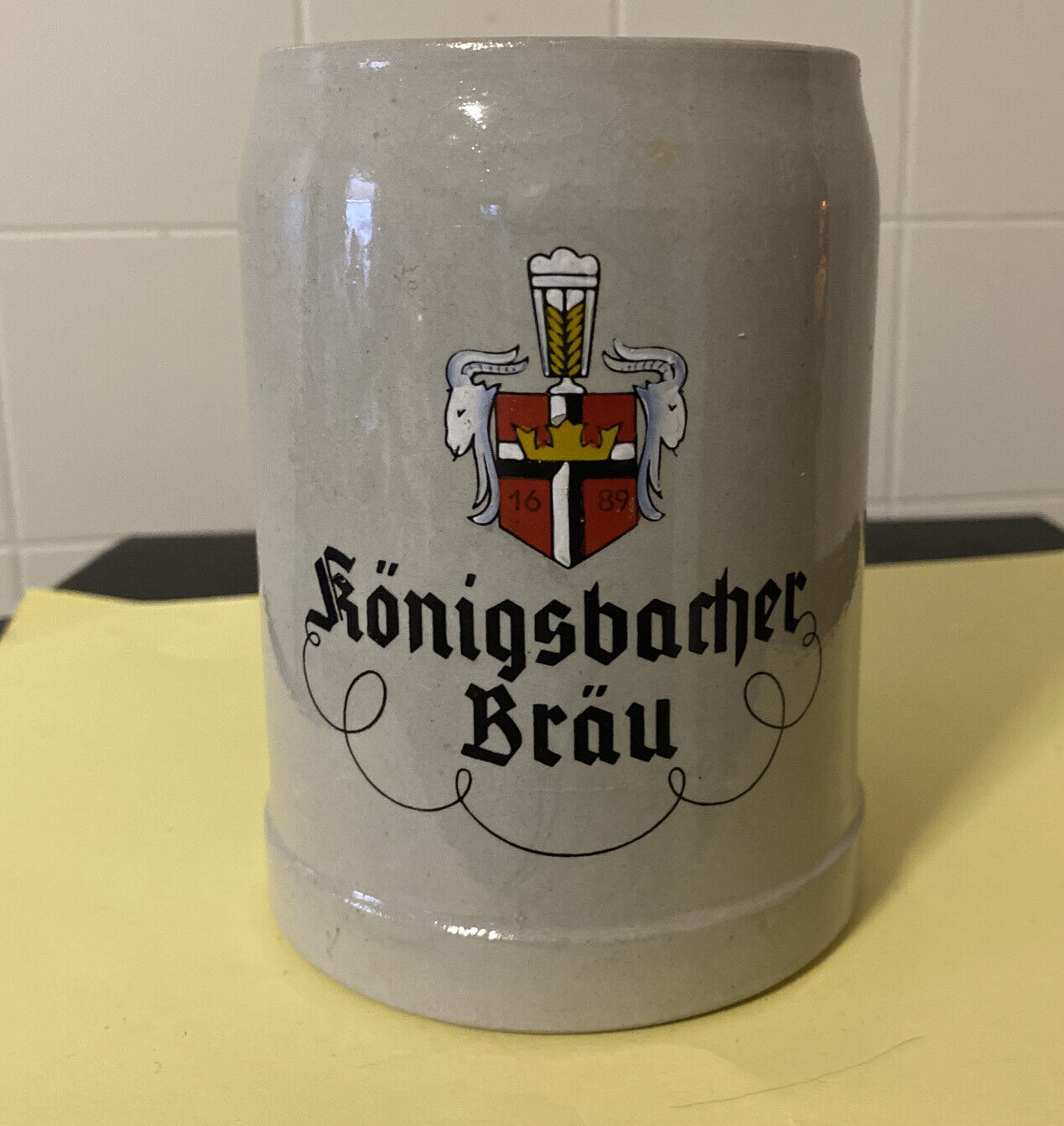 Konigsbacher Brau 0.5L Vintage Stoneware Beer Mug