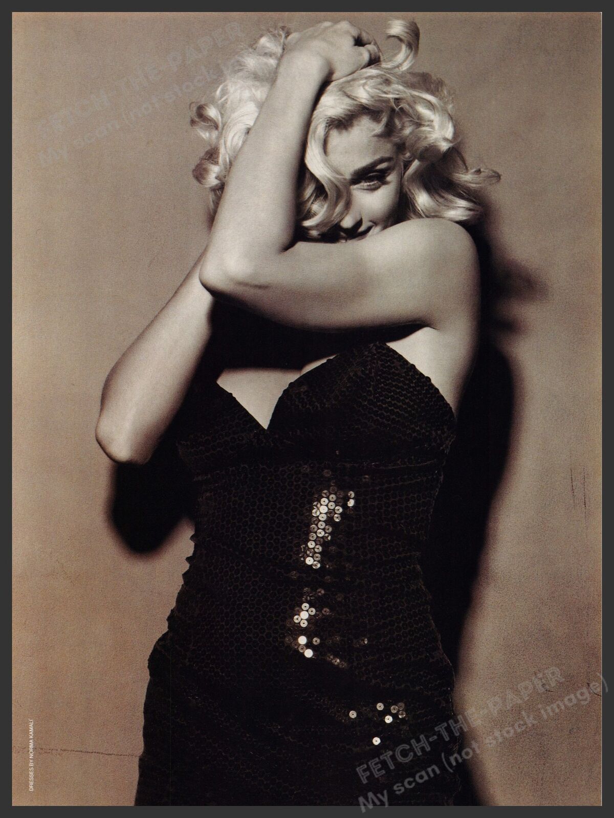 Madonna Magazine Article Photo 1990s Clipped 1991 Sexy Blonde Hair Black Dress