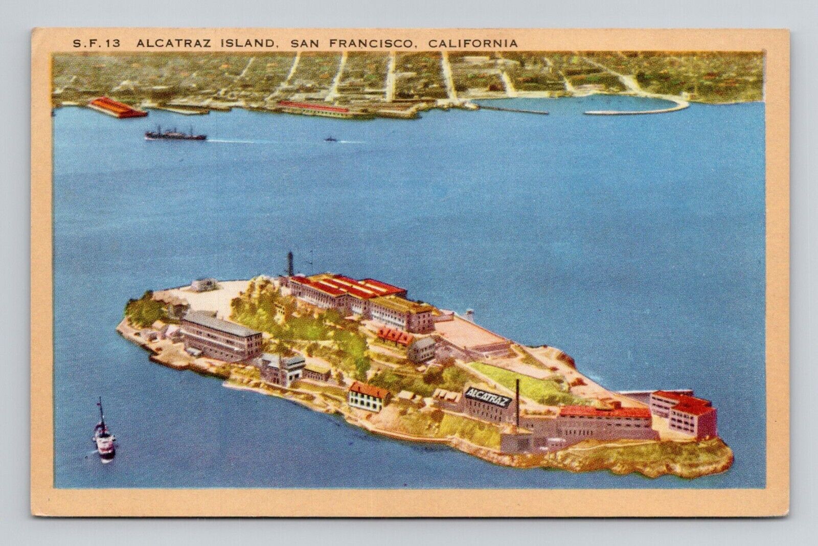 Postcard Alcatraz Jail Prison San Francisco California CA, Vintage K1