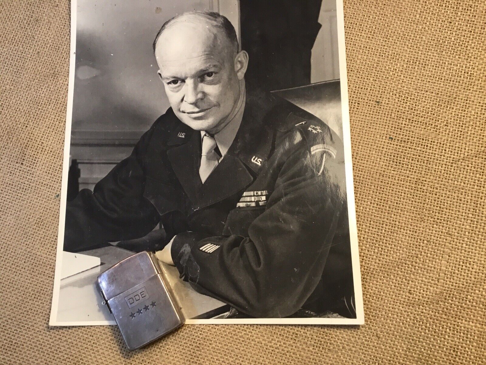GEN DWIGHT EISENHOWER'S PERSONAL 4 STAR STERLING ZIPPO LIGHTER FROM WWII - D-DAY