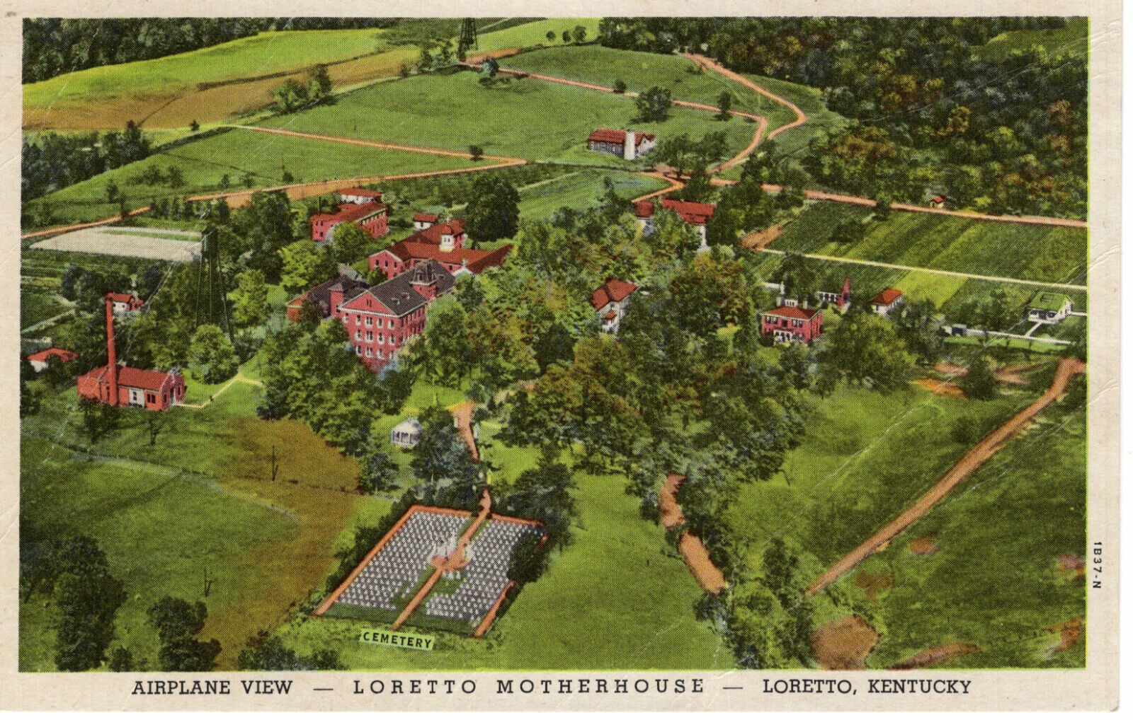 Vintage Postcard KY Loretto Motherhouse Aerial View -1053