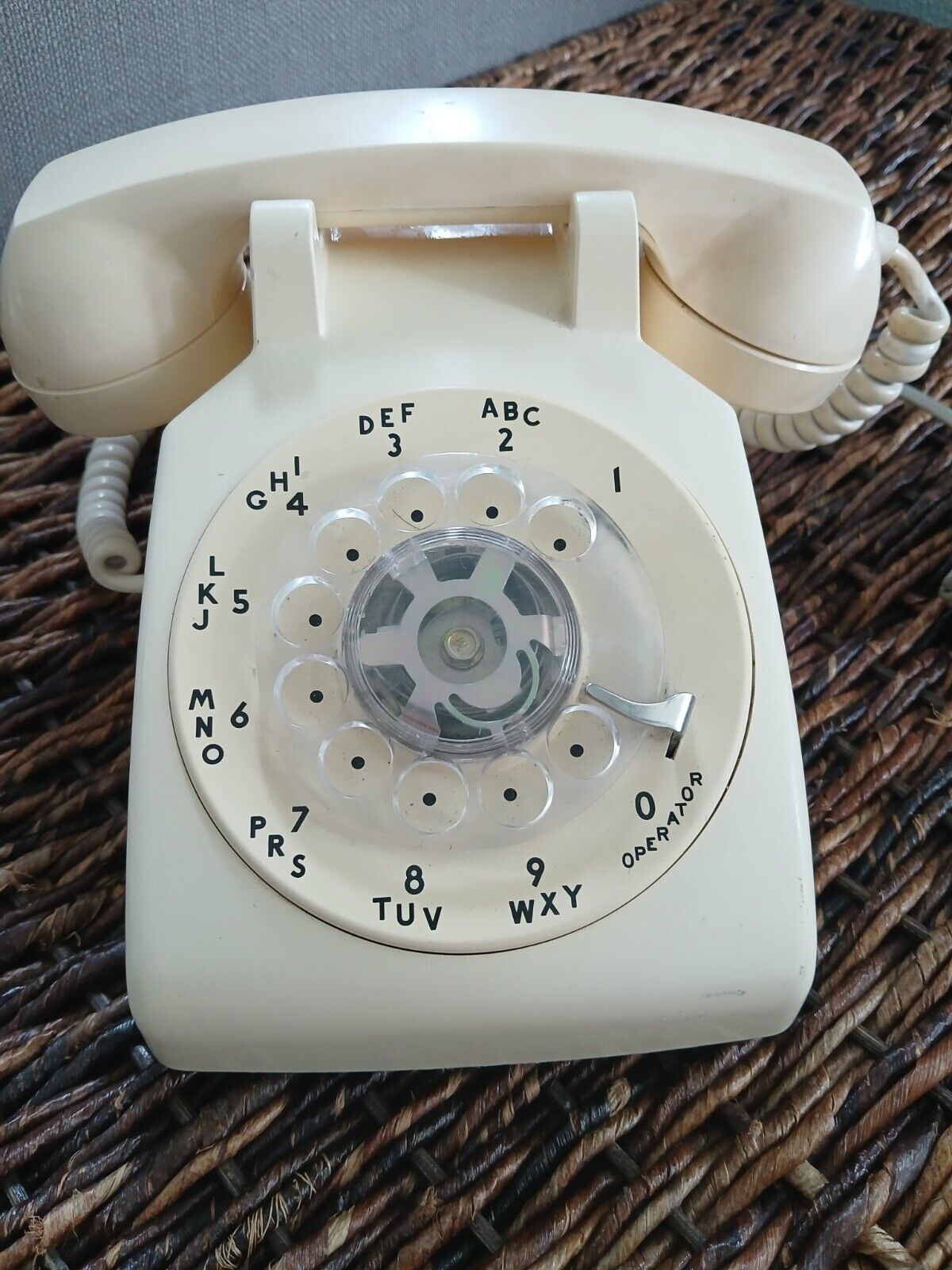 Vintage 1970s  Telephone Rotary Dial Beige Landline 