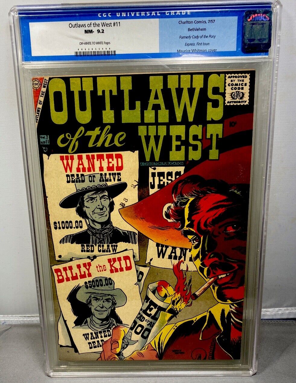 OUTLAWS OF THE WEST - COMPLETE RUN - ISSUE 11 CGC 9.0 - CHARLTON - 11 THRU 88