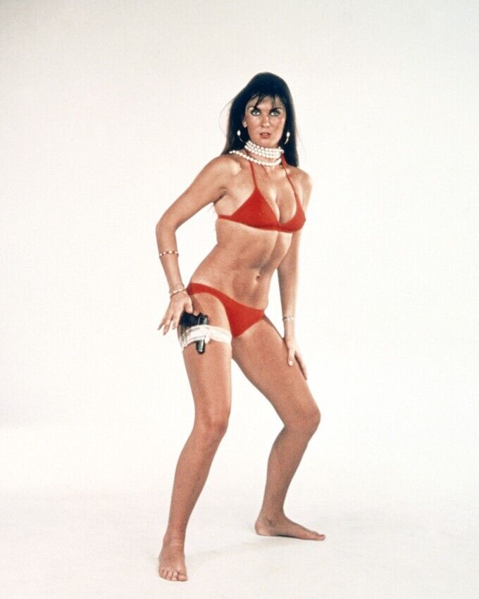 The Spy Who Loved Me Caroline Munro 8x10 Real Photo in red bikini garter belt