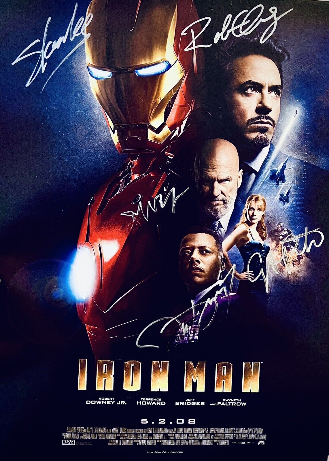 Marvel’s Ironman Signed Poster RDJ Stan Lee Jeff Bridges Gwyneth Paltrow RARE