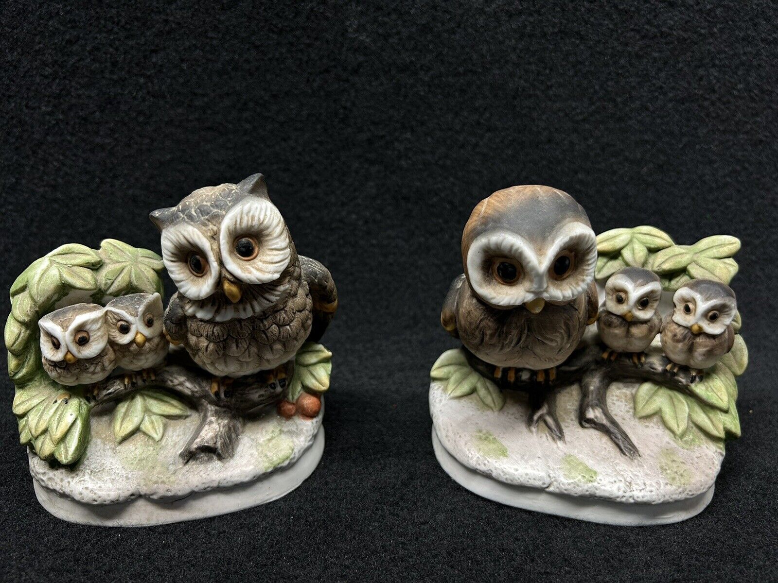 VTG Homco Pair #1298 Porcelain Owl Figurines Home Interiors 1980