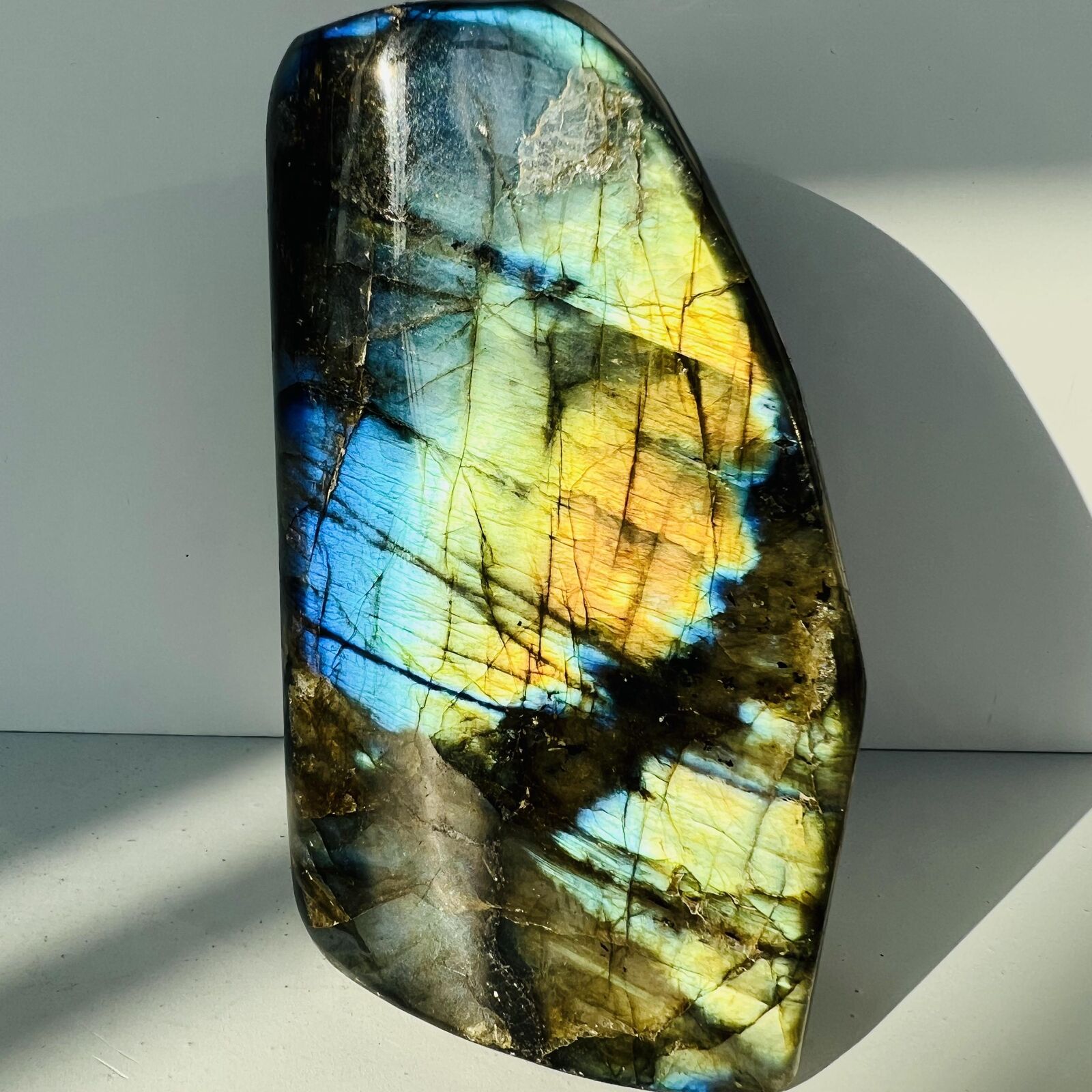 Rare Natural Labradorite Quartz Freeform Crystal Mineral specimen Healing 0.88LB
