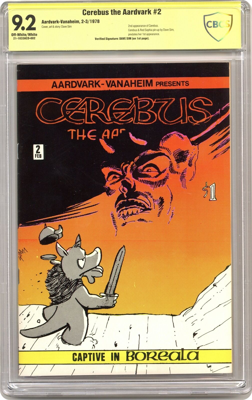 Cerebus #2 CBCS 9.2 SS 1978 21-1033ACD-002