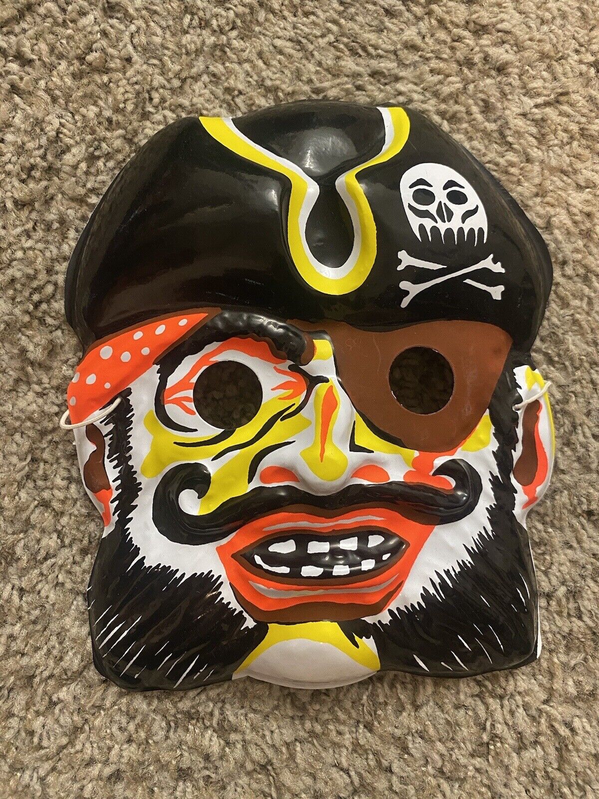 Vintage Colorful Scary Jolly Old Pirate Plastic Halloween Mask