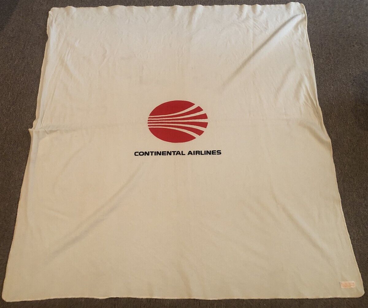 Vintage Pendleton Continental Airlines 100% Wool Travel Throw Blanket 48