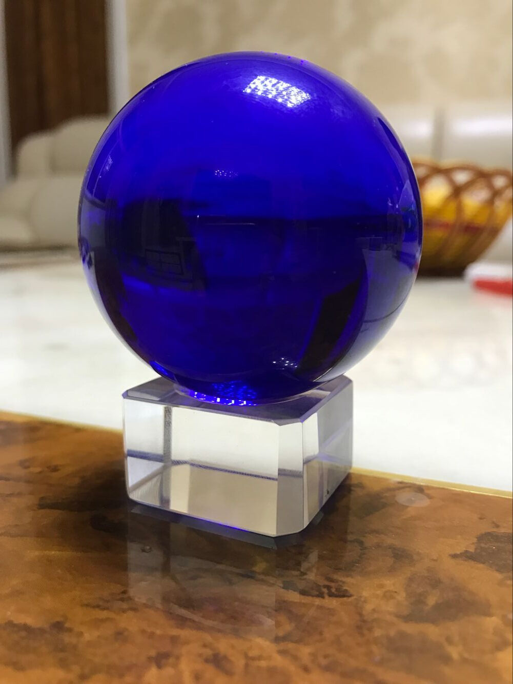 50MM Asian Natural Quartz blue Magic Crystal Healing Ball Sphere + Crystal Stand