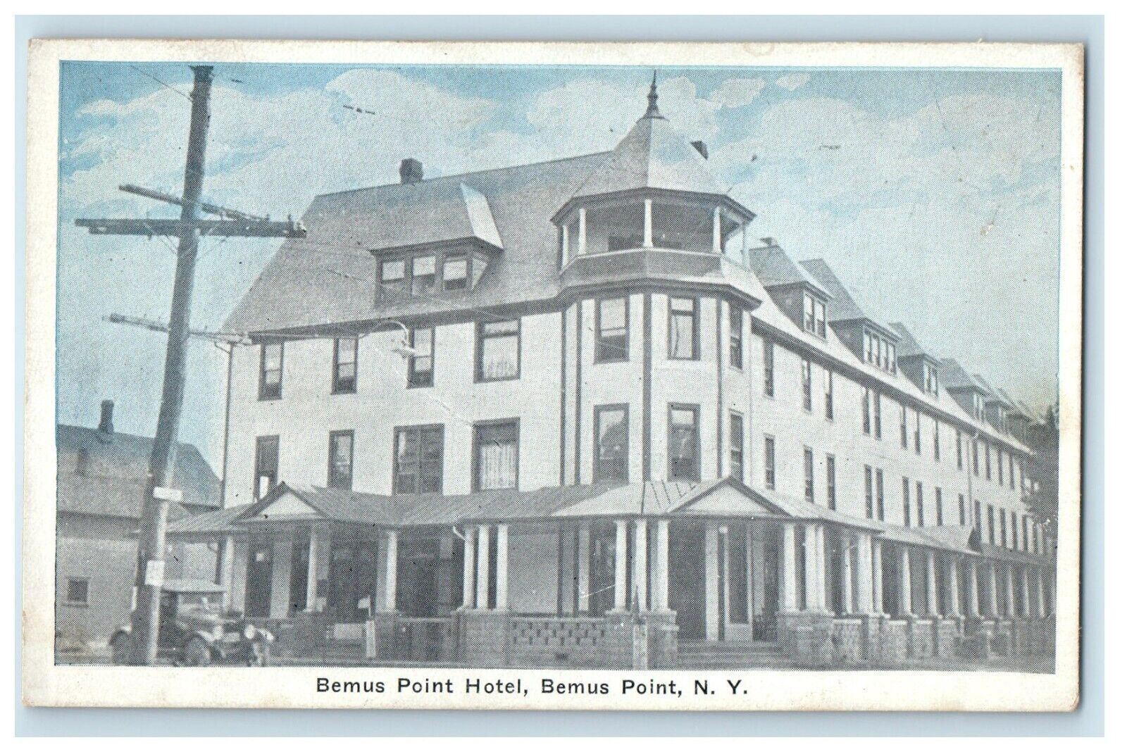 Bemus Point Hotel Building Car Bemus Point New York NY Unposted Postcard