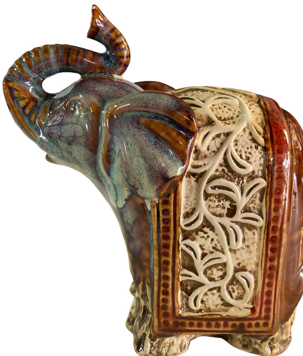 Ceramic Lucky Elephant Figurine Apropos Home Collection Trunk Up 7.5\