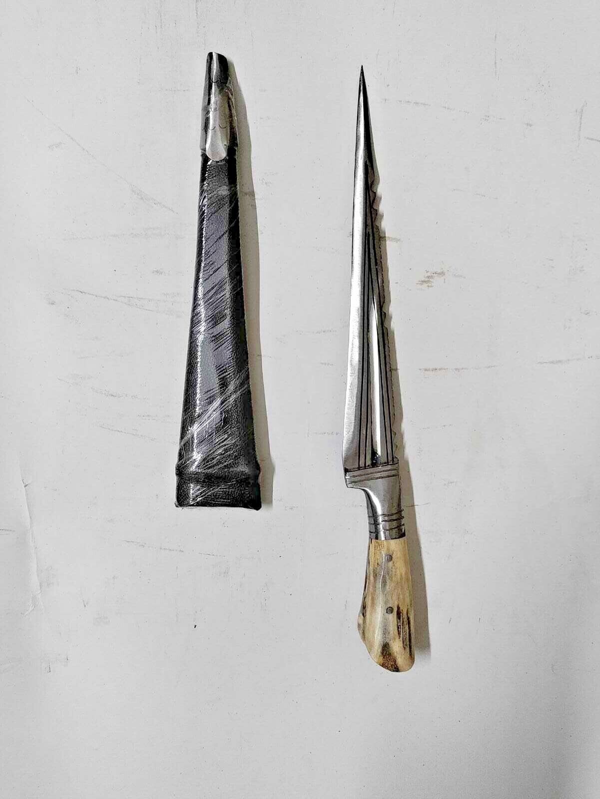 Antique Khyber Khanjar Damascus Antler Stag Buck Dagger Collectible