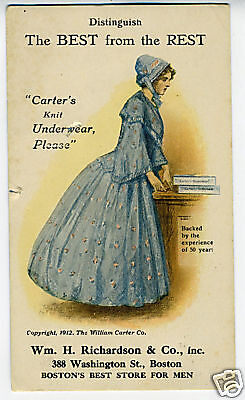 1912 Advertising Blotter Carters Underwear Boston MA 
