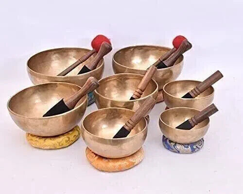 Chakra Healing Tibetan Singing Bowl Set of 7 Hand Hammered Himalayan Meditations