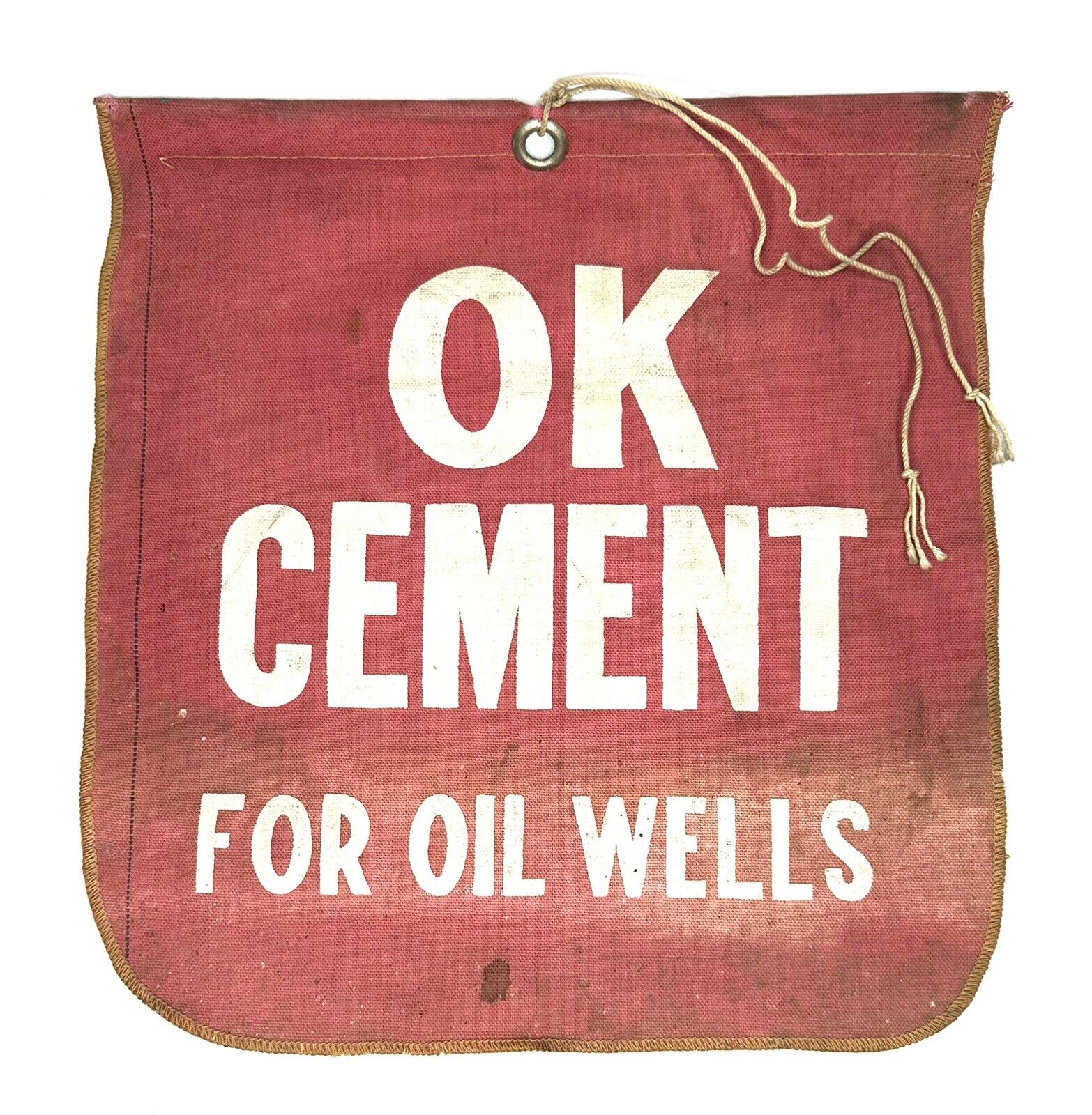 Vintage OK Cement For Oil Wells Red Safety Warning Semi Truck Bed Flag Sign