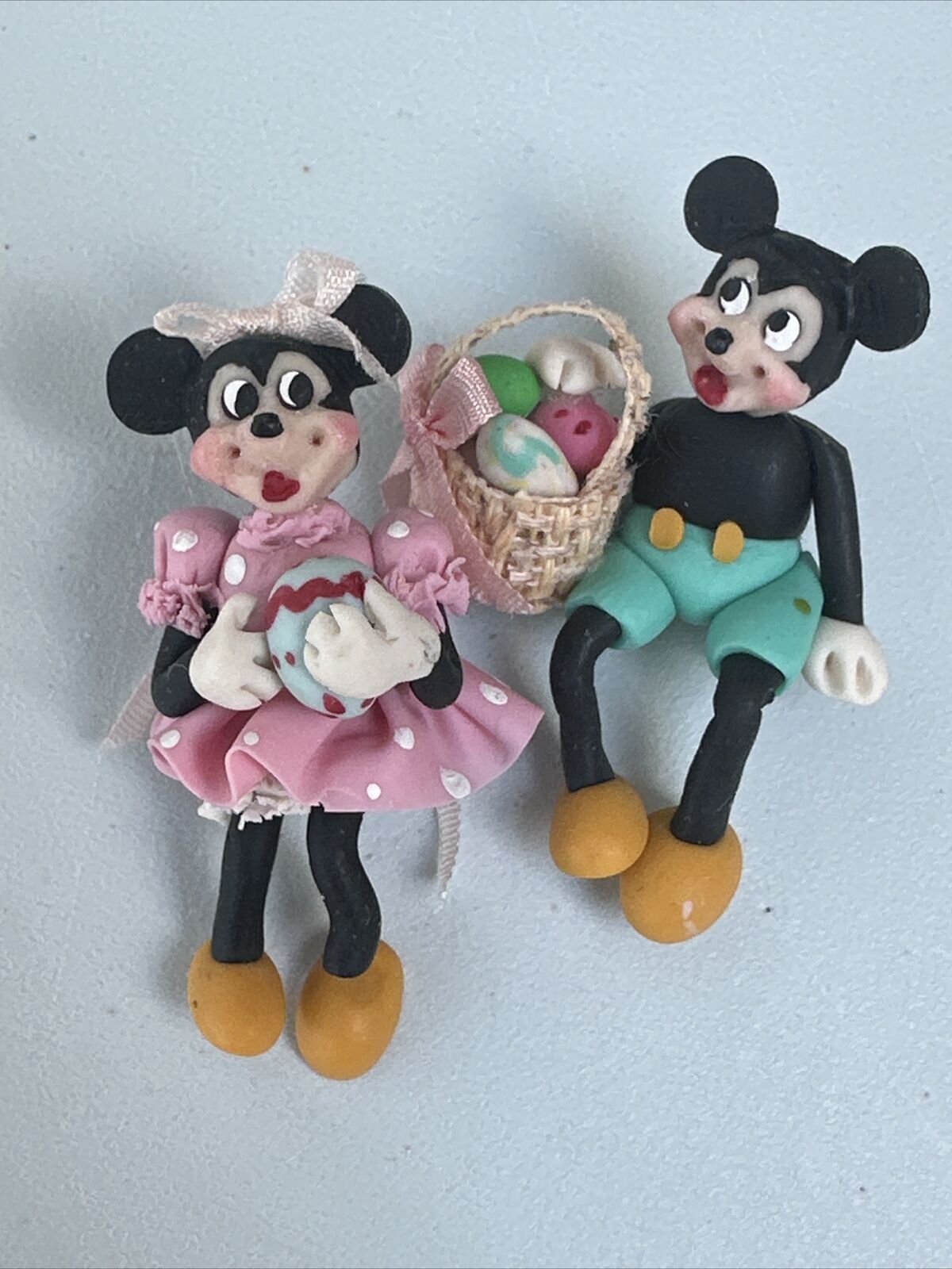 Unique Custom Hand Made Miniatures 1” Easter  Disney’s Mickey Minnie Figurine