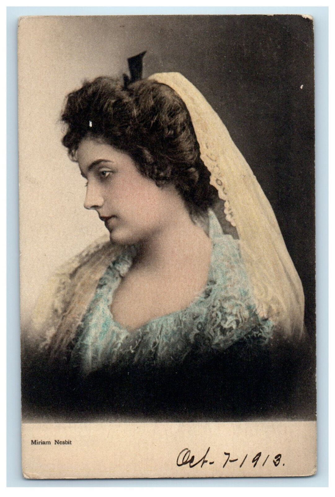 1913 Miriam Nesbit, Actress Photo Hand Colored Antique Posted Postcard