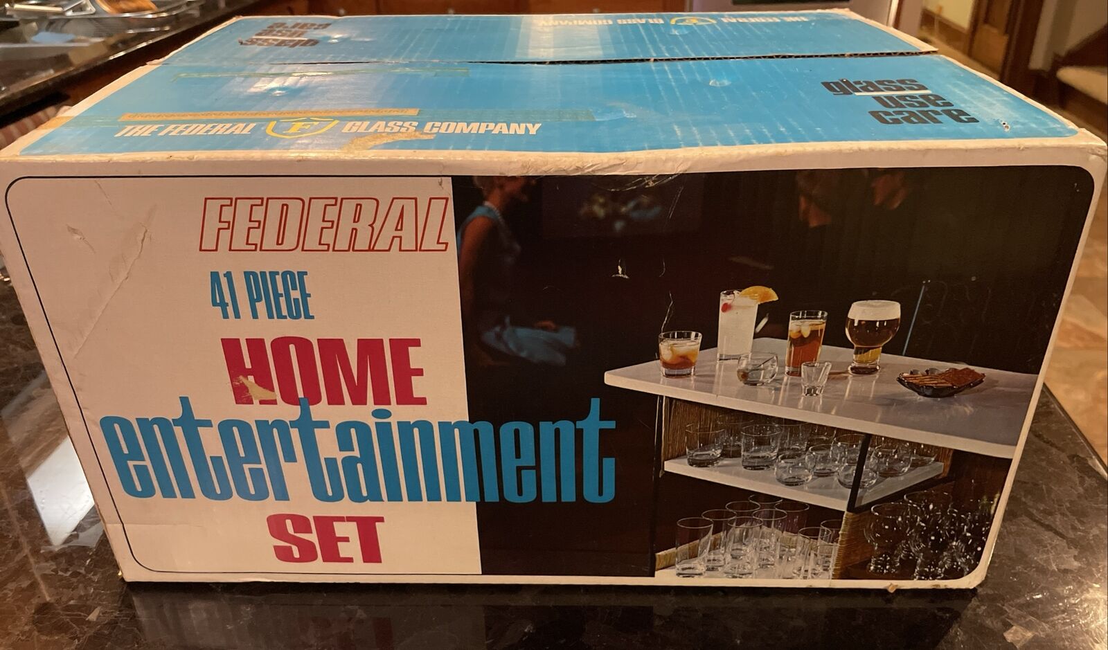 NOS Federal Glass Home Entertainment Set 41 Pieces T-623 Sealed