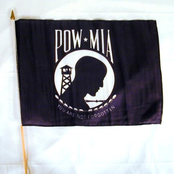 12 POW MIA 11  X 18 IN FLAGS ON STICK military flag