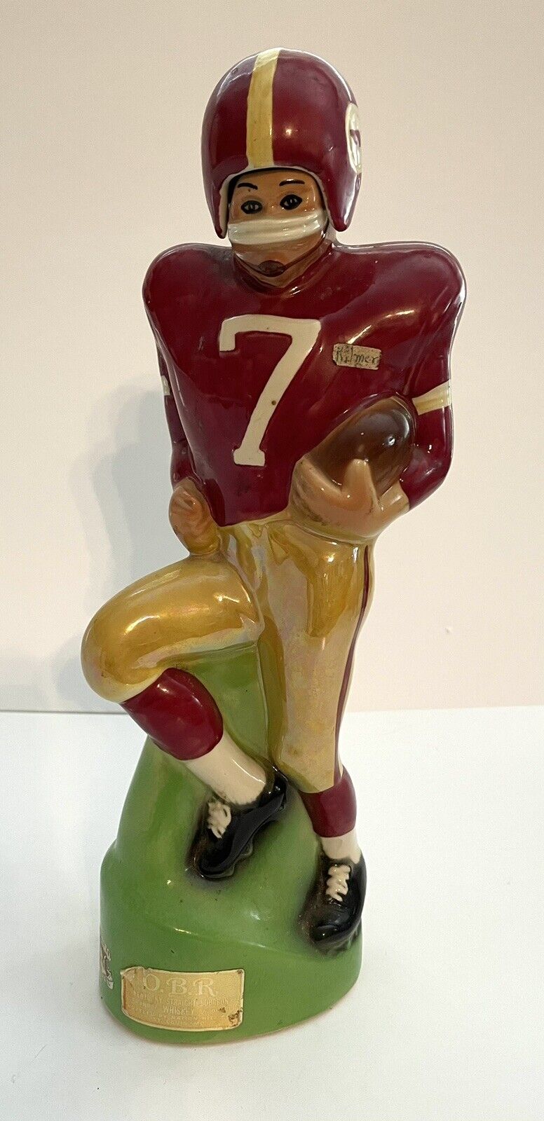 Vtg. Paul Lux Football Player Decanter Bottle #185.   1972