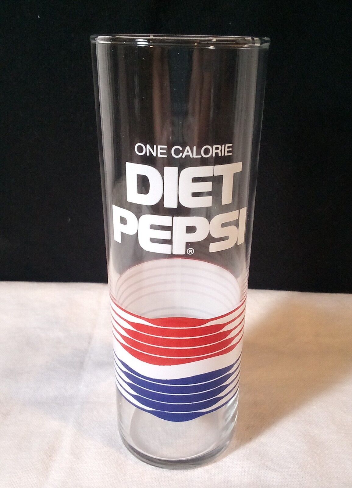 Diet Pepsi One Calorie Vintage Drinking Glass 7”  Tall Skinny Tumbler 80\'s Cola 
