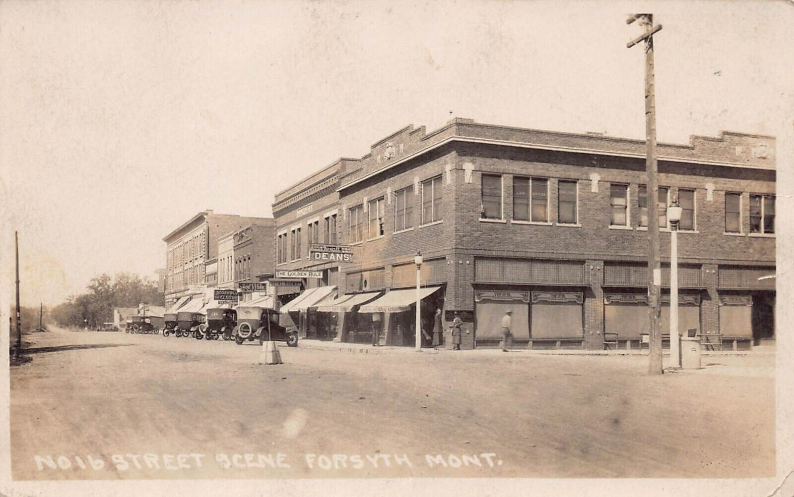 RPPC Forsyth MT Main Street Montana-Rosebud County Photo Vtg Postcard W7