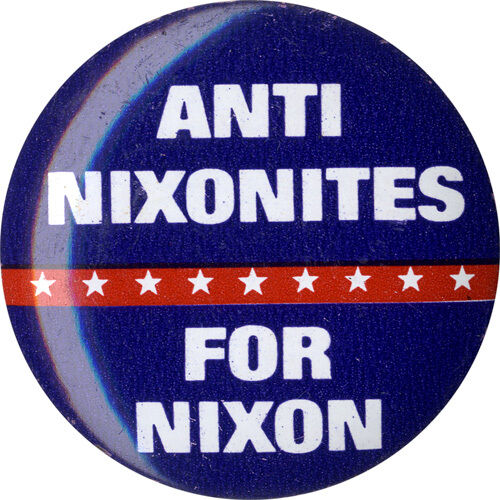 Unusual 1972 ANTI NIXONITES FOR Richard NIXON Pinback ~ Ayn Rand (1348)