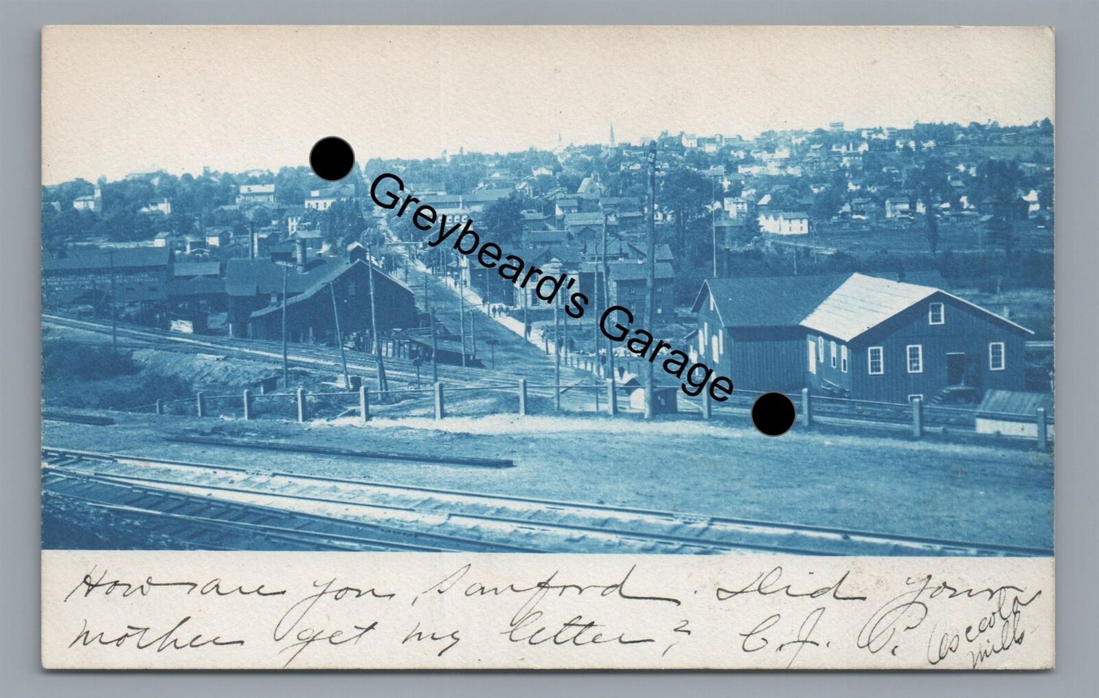 RPPC Railroad Aerial OSCEOLA MILLS PA Clearfield County Real Photo Postcard
