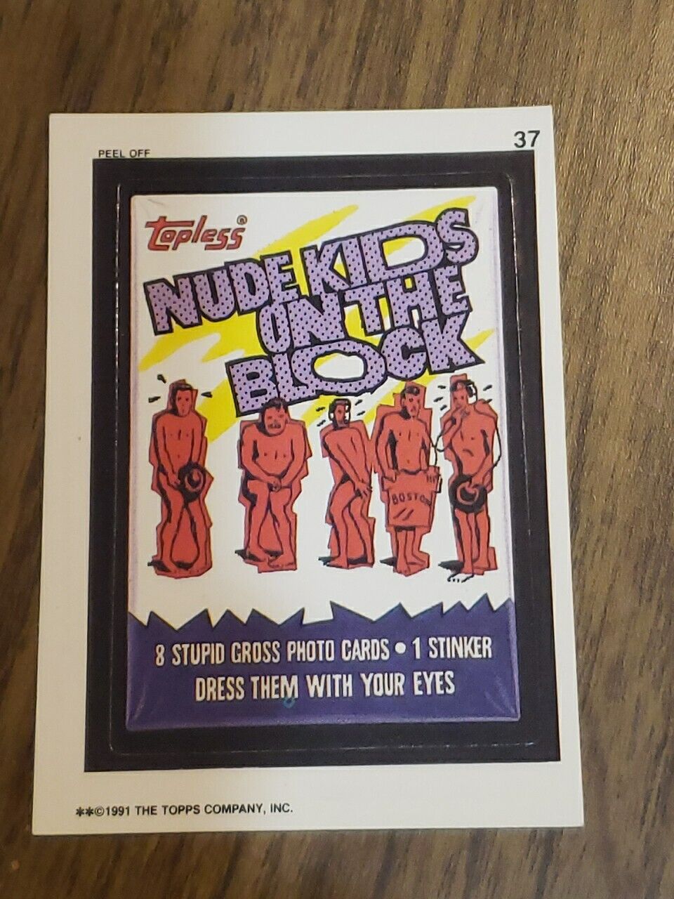 NEW KIDS ON BLOCK 1991 TOPPS WACKY PACKAGES CARD#37 NUDE KIDS ON THE BLOCK 