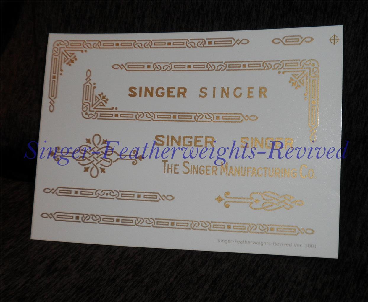 SINGER FEATHERWEIGHT GOLD  **PRE TRIMMED** DECALS FOR  221 - SILK SCREEN PRINTED