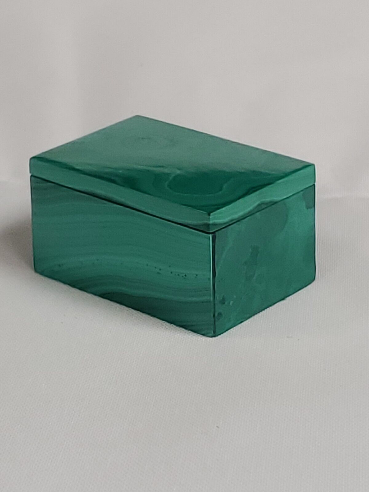 Rich Two Tone Green MALACHITE JEWELRY BOX 37mm x 27mm x 22mm