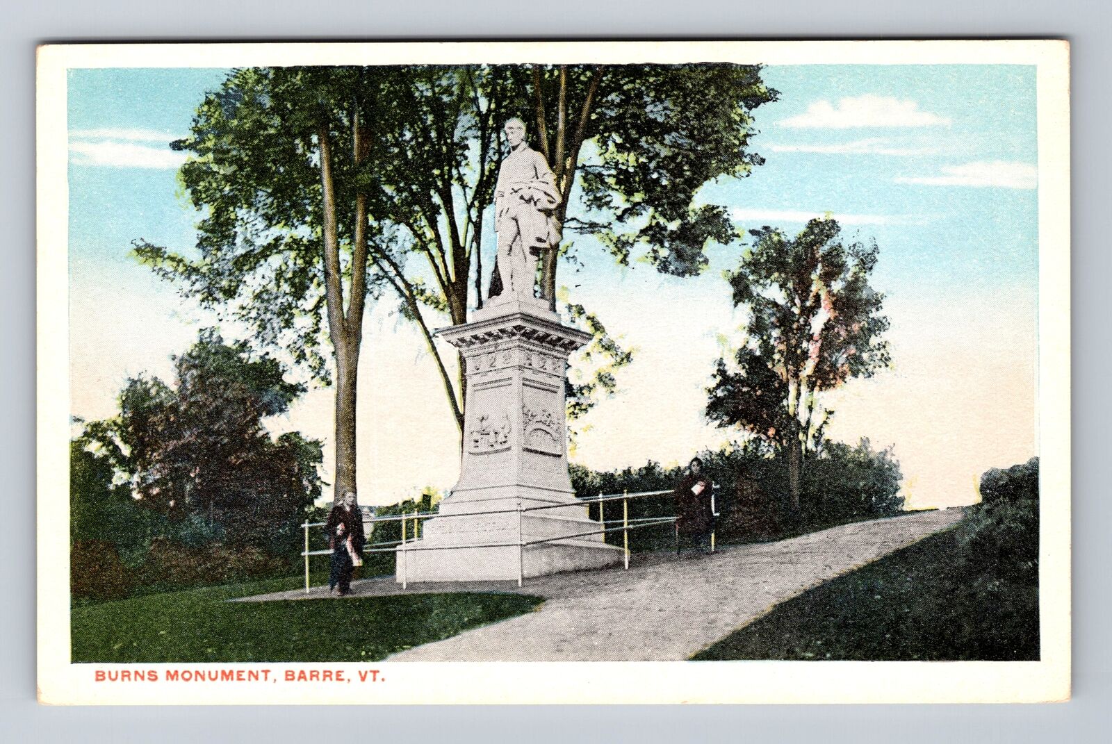 Barre VT-Vermont, Scenic View Burns Monument, Antique Vintage Postcard