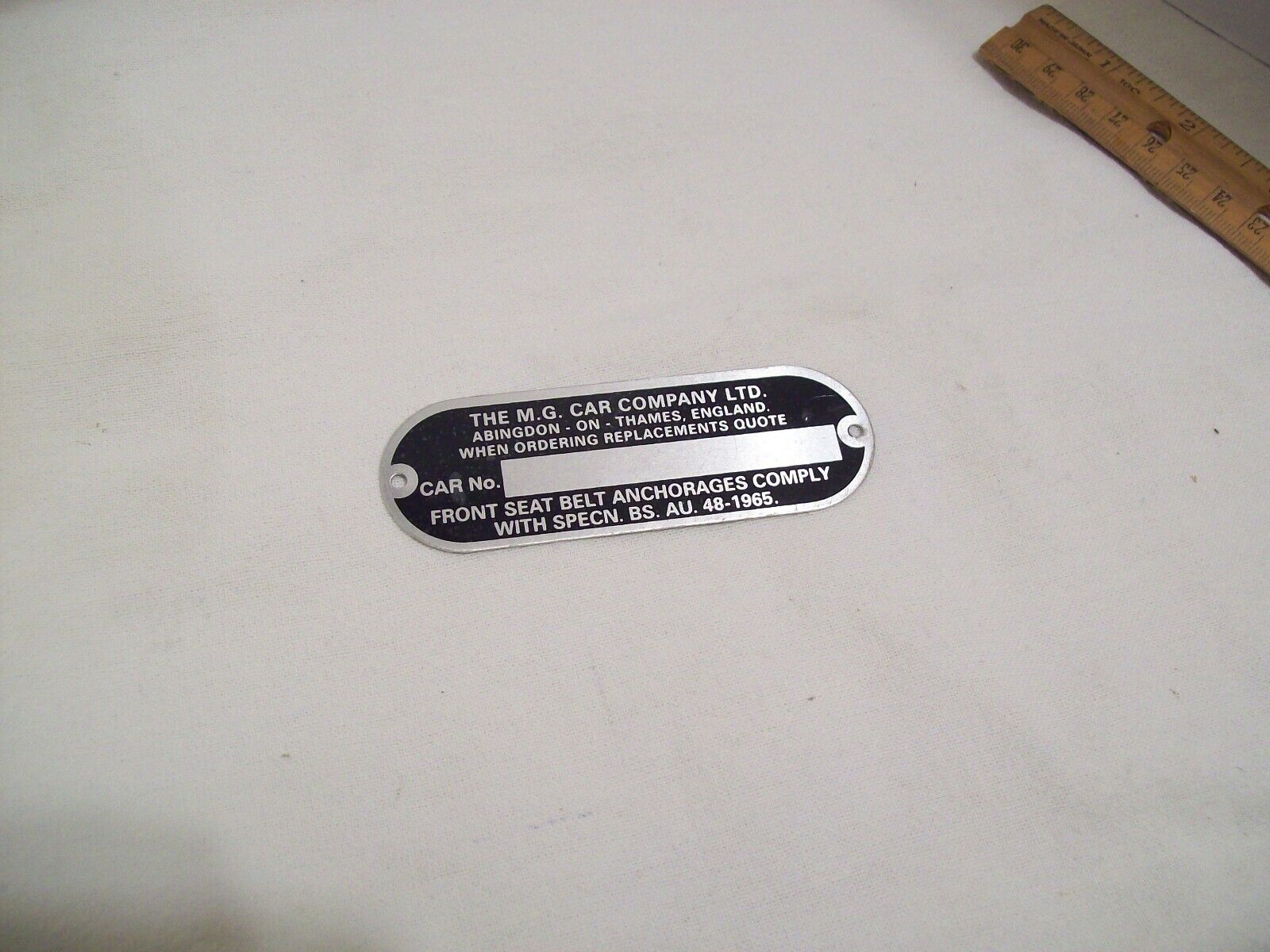 MG CAR ABINGDON ON THAMES car number badge plate info data id metal tag