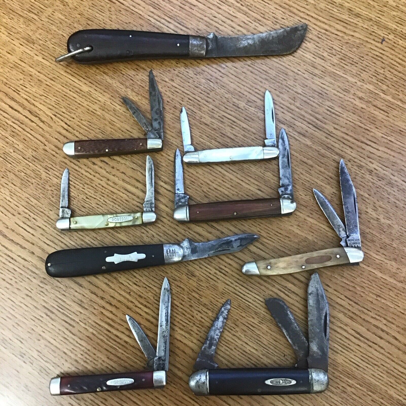 9 ROBESON knives. Lot of 8 Robeson Shuredge Knife Vintage. Shur Edge