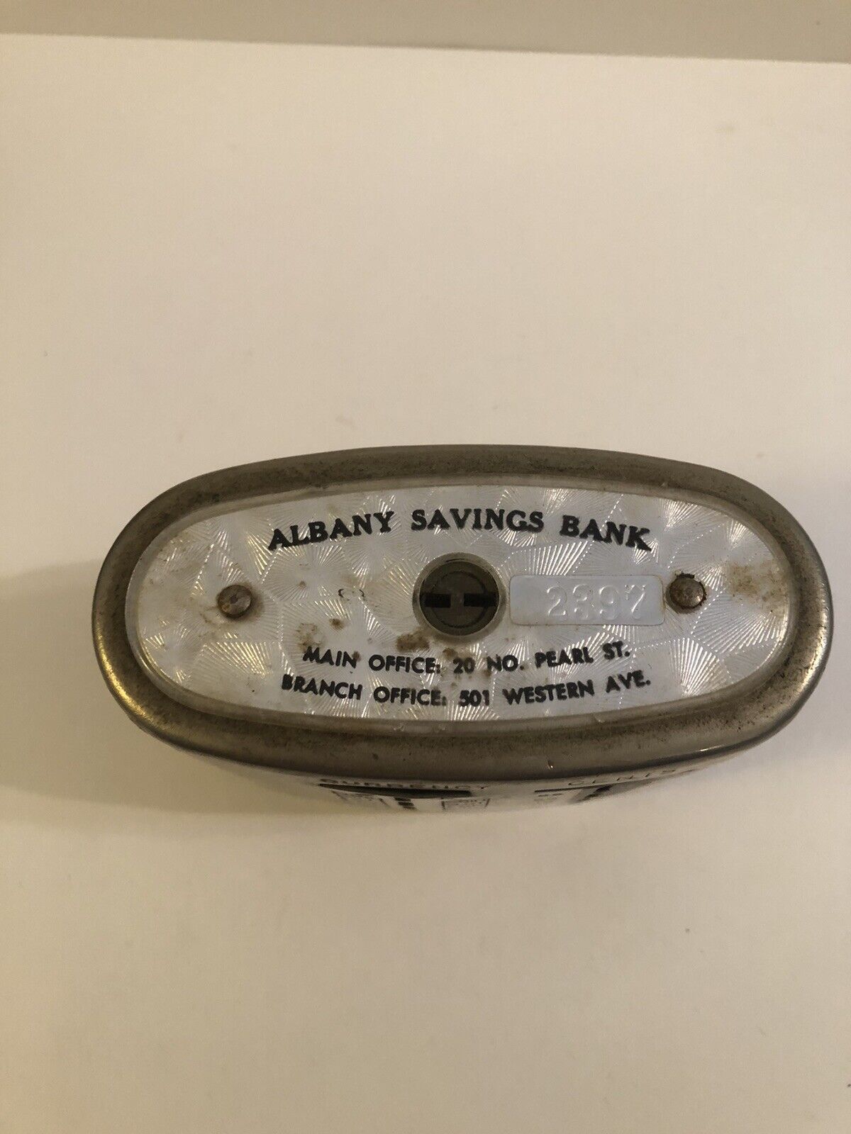 Vintage Albany Savings Bank Albany NY Heavy Metal Coin Money Bank