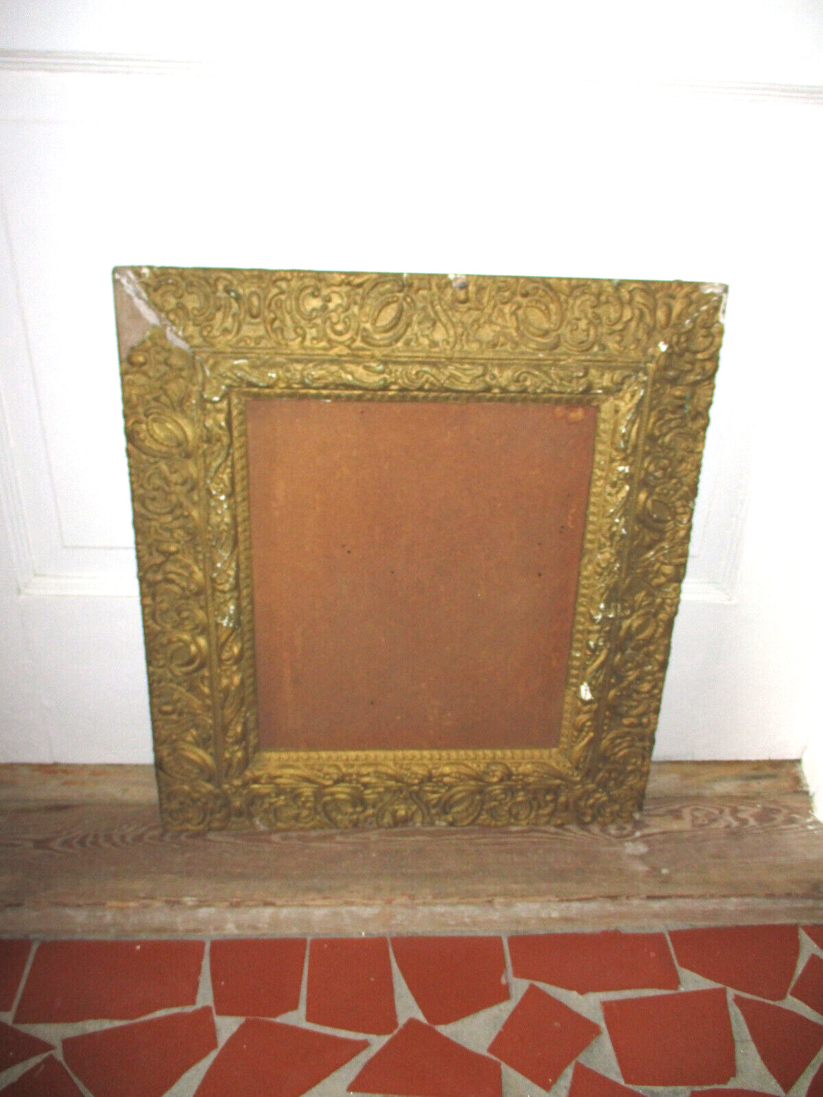Antique Victorian Wood and Gesso Picture Frame  21 x 18.5 inside 13.5 x 11.5