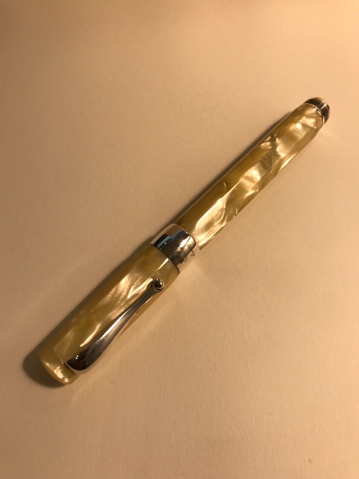 Montegrappa 1912 Ball Pen in Ivory Marble and Sterling Silver Trim
