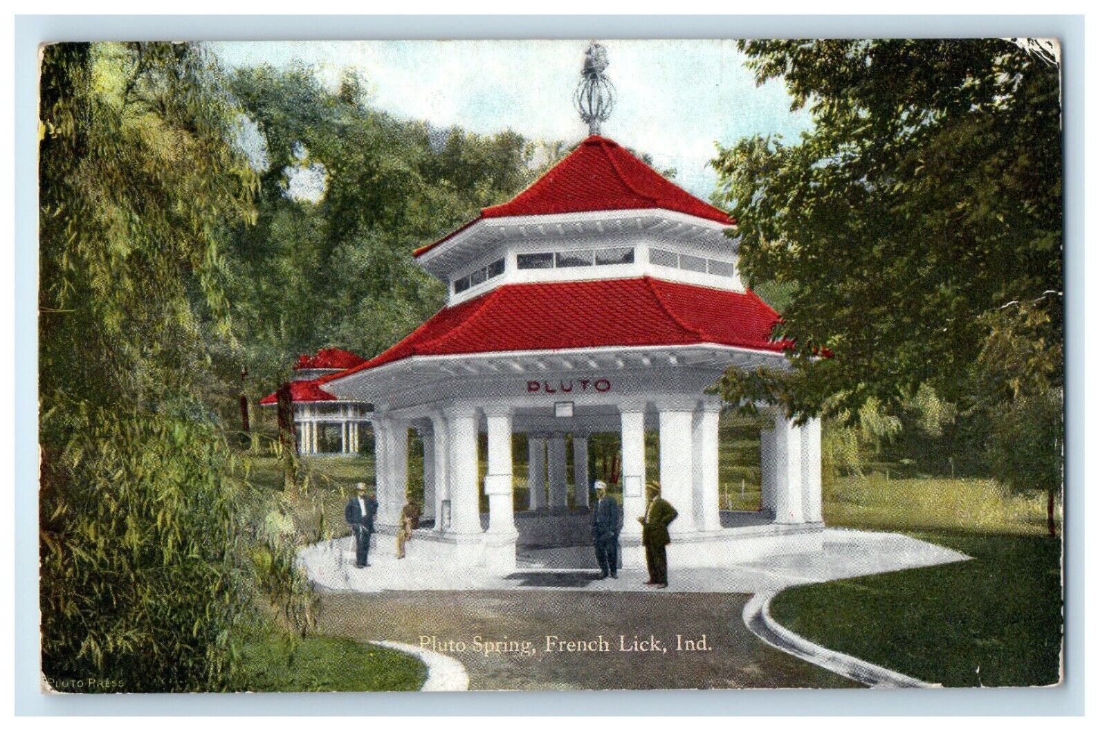 c1910's A View Of Pluto Spring Pavilion French Lick Indiana IN Antique Postcard