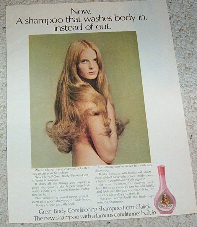 1971 print ad page - Clairol Great Body SEXY Girl shampoo hair Old Advertising