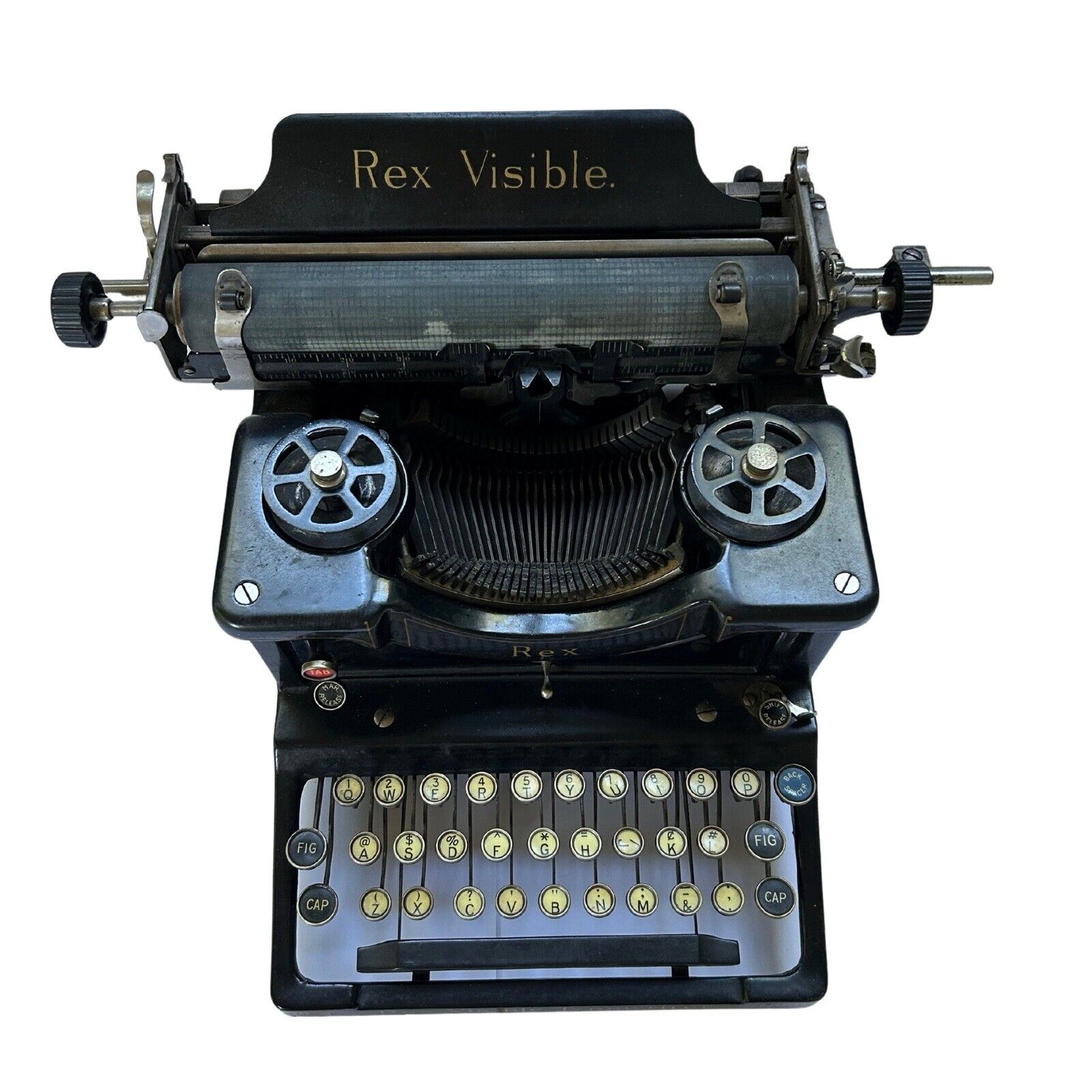Antique Rex Visible No 4 Typewriter - KEYS WORK RARE FIND Type Writer Complete