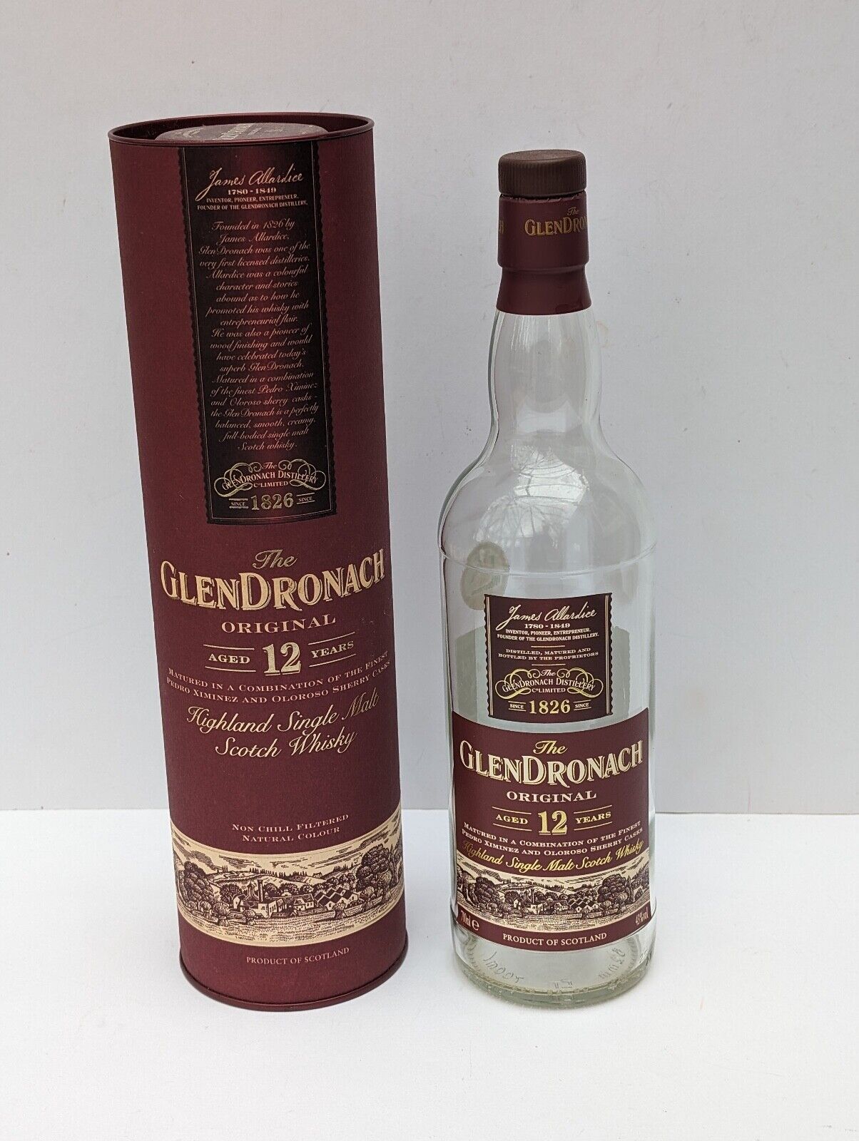 The Glendronach Original 12 Years Single Malt Whiskey Empty Bottle In Box
