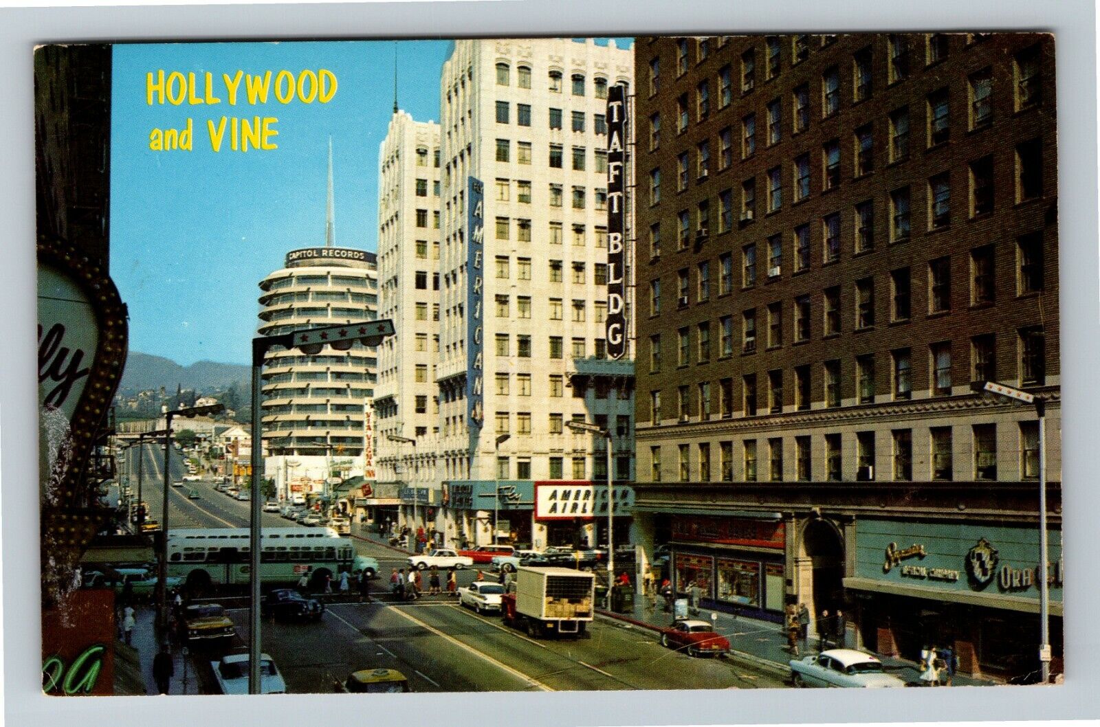 Hollywood, CA-California, Hollywood & Vine, Vintage Postcard