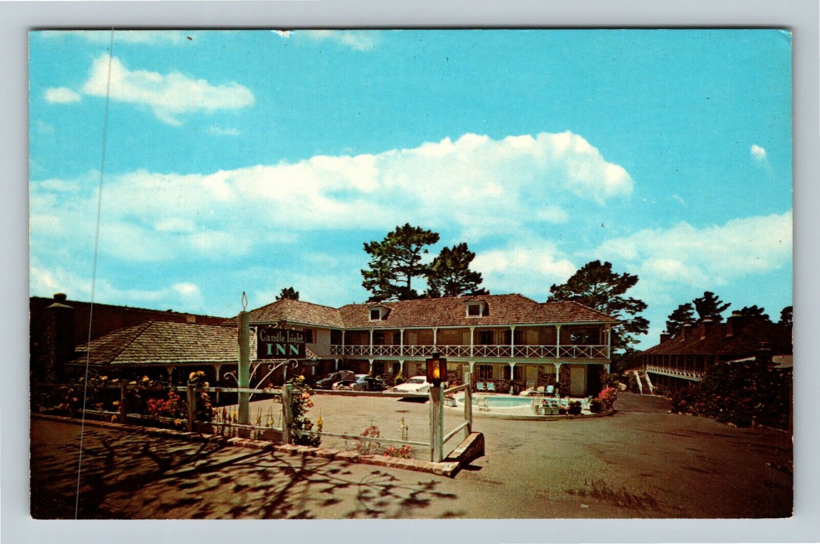 Carmel CA-California, Candle Light Inn Classic Cars Antique Vintage Postcard